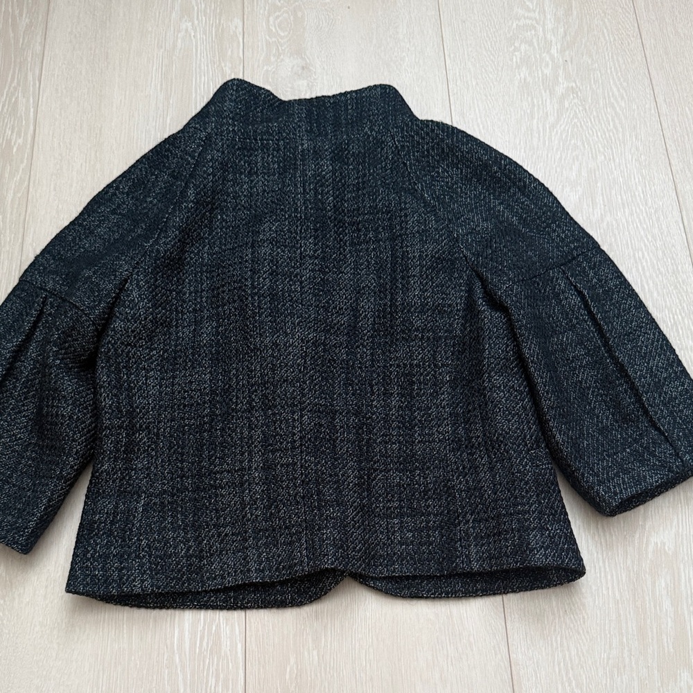 Ann Taylor Wool Blend Dark Navy Charcoal Button-Up Blazer - Picture 8 of 8